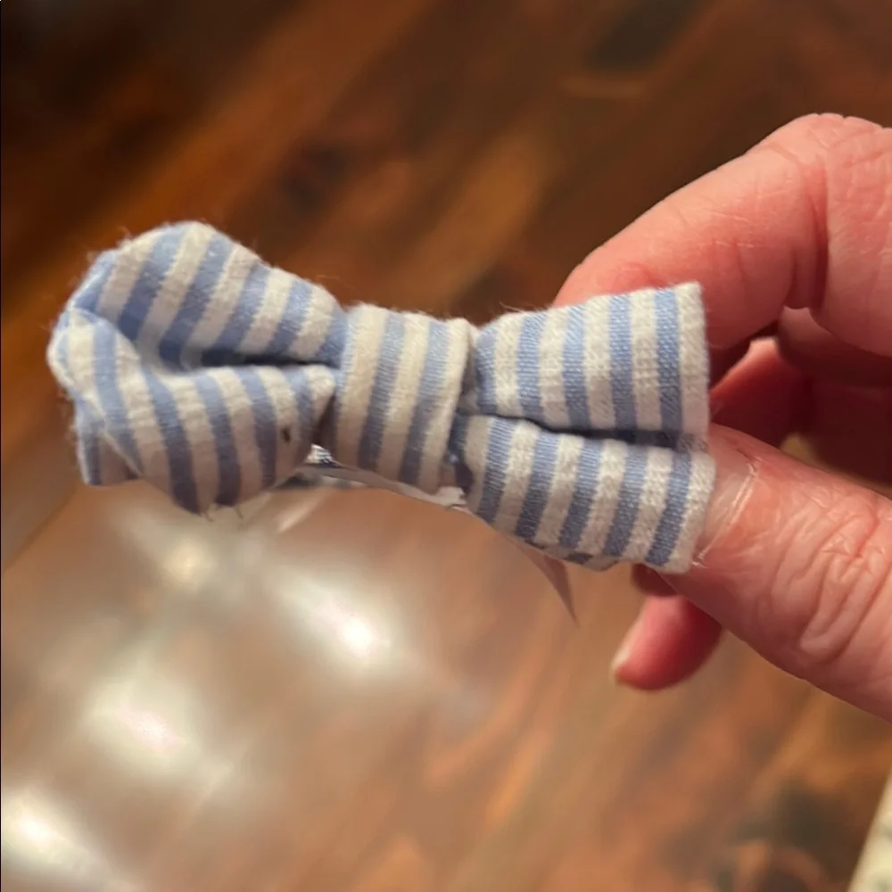 New Top Paw Blue and White Striped Bow Collar XX-Small
